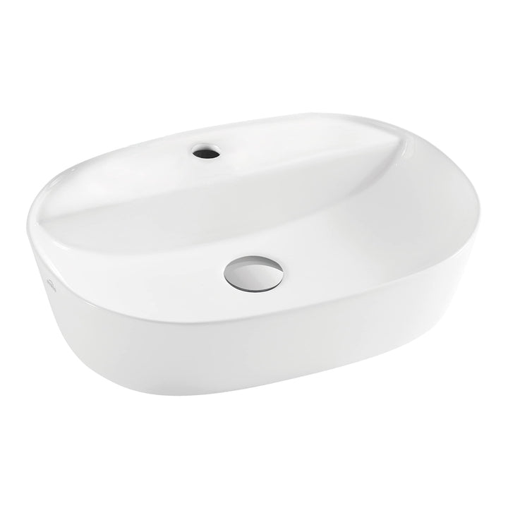 VBChome Waschbecken 50 x 38 cm Keramik mit Hahnloch Weiss Oval Waschtisch Rechteck Handwaschbecken A