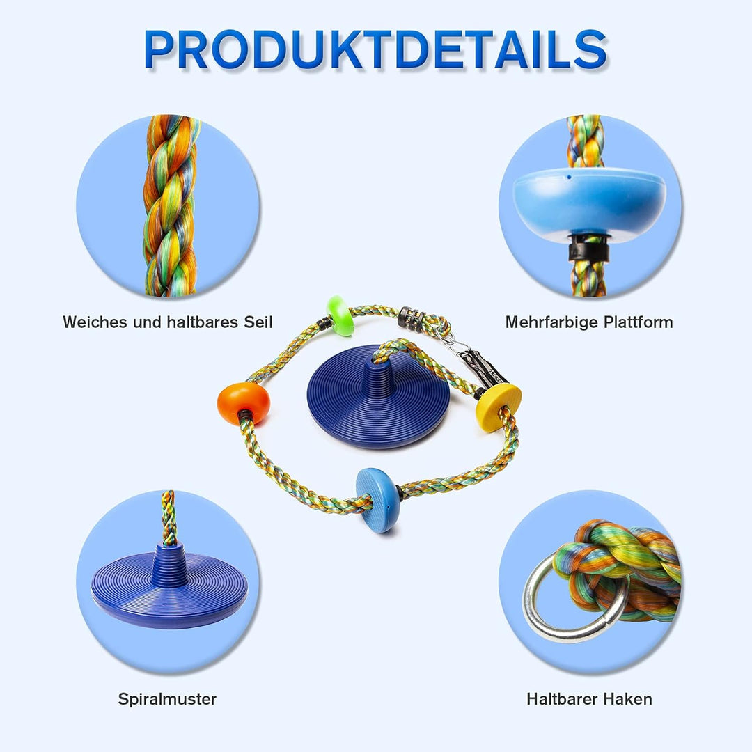 Katomi Kletterseil Schaukel Baum Kinderschaukel mit Plattform und Scheibenschaukel Sitz Set Spielset