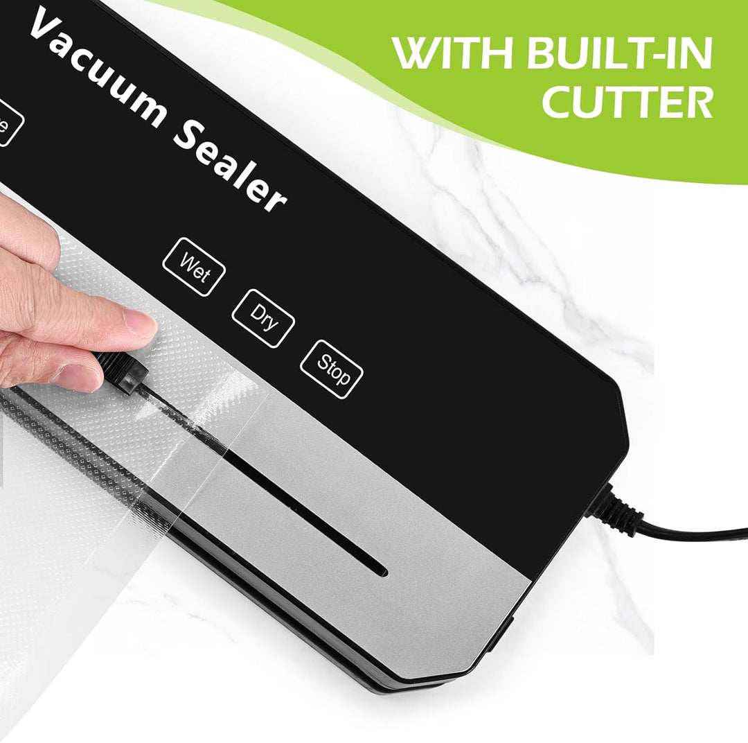 Vakuumiergerät mit Cutter & Display, 120W Folienschweissgerät mit 50 Beuteln, vakumierergerät für le