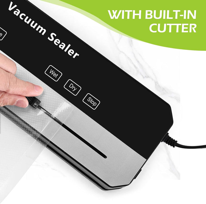 Vakuumiergerät mit Cutter & Display, 120W Folienschweissgerät mit 50 Beuteln, vakumierergerät für le