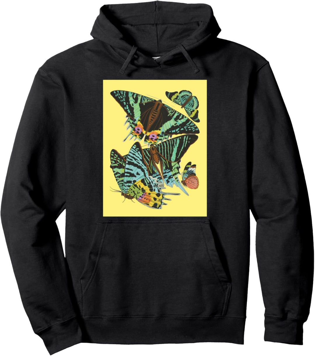 Trendy Yellow Butterflies Squared Pullover Hoodie