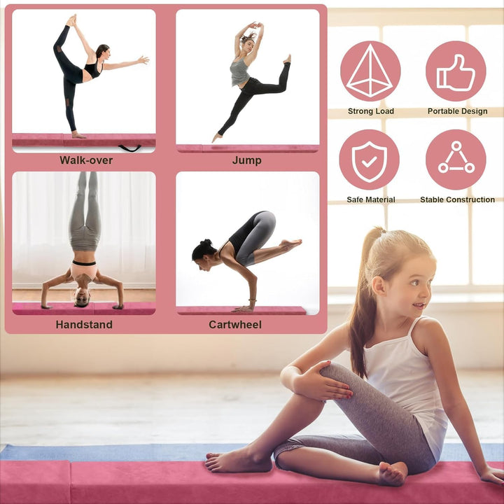 FBSPORT Schwebebalken, Faltender Schwebebalken Kinder, Gymnastik Balance Balken,Beflockungsschicht B