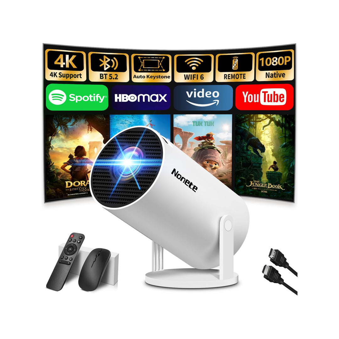 Beamer 4K Projektor Full HD 1080P【2026 Modell】 Mini Beamer mit WiFi 6 und Bluetooth 5.2, Android Tra