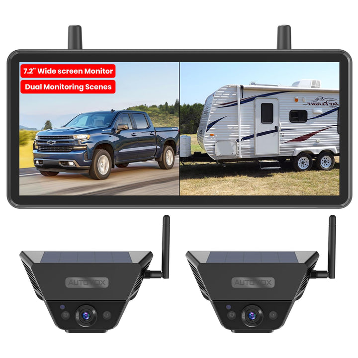 AUTO-VOX 2 Magnetische Solar Rückfahrkamera Kabellose Mit DVR 7.2" AHD 1080P Display: 1 Min Installa