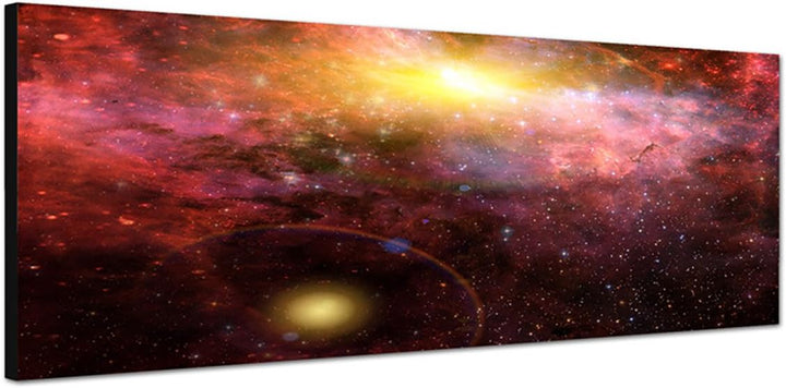Paul Sinus Art Panoramabild auf Leinwand und Keilrahmen 150x50cm Sterne Planeten Galaxie Weltraum