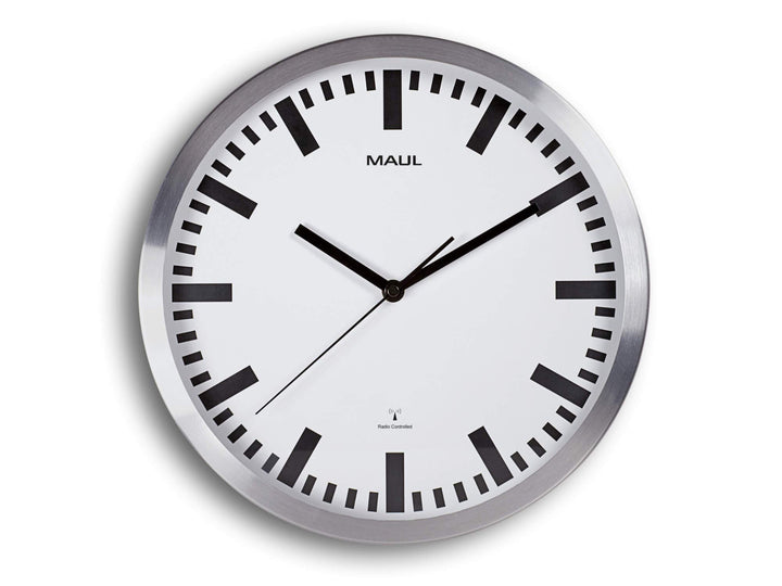 MAUL Wanduhr MAULpilot Ø 30cm | stilvolle Uhr mit weissem Ziffernblatt | gute Lesbarkeit | automatis