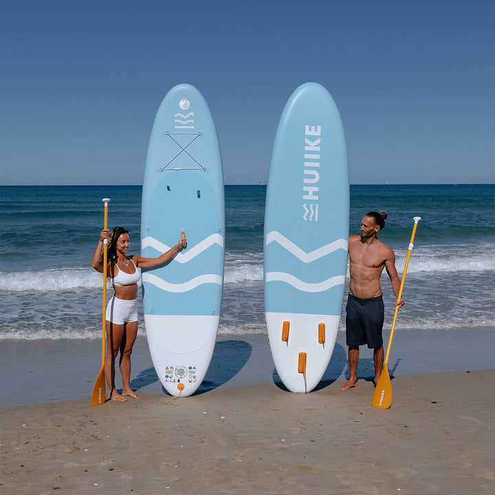 HUIIKE Stand Up Paddling Board mit Zubehör, Paddel, Finnen, Leash, Pumpe, Rucksack. SUP-Board Aufbla