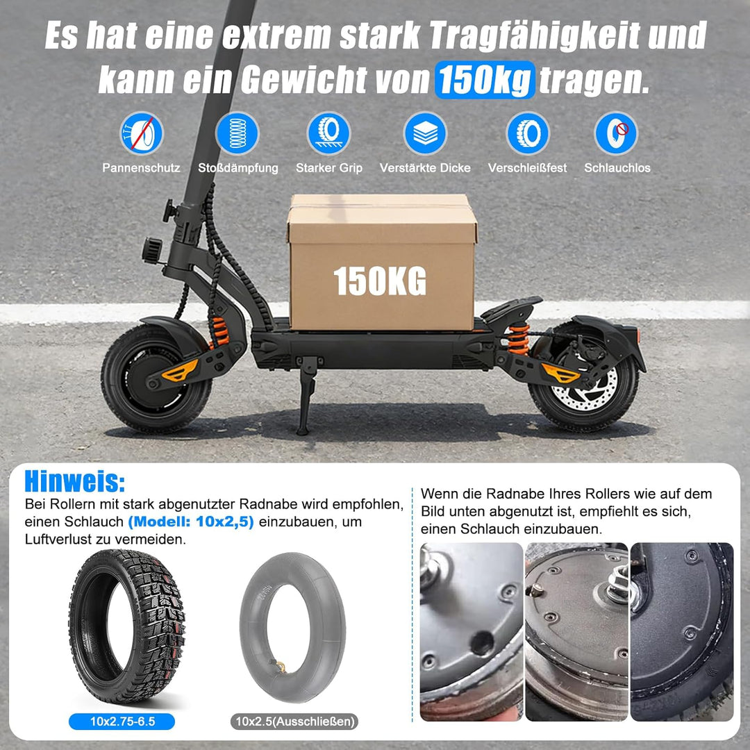 SYACHI 10 x 2,75-6,5 Reifen Schlauch für Elektroroller, E Scooter Reifen für für Speedway 5 Dualtron