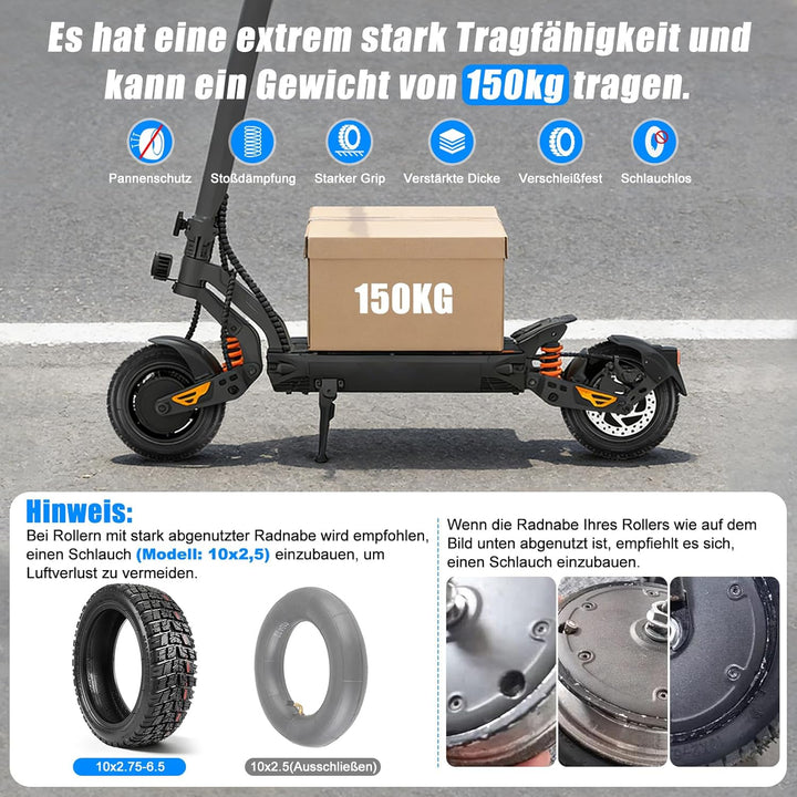 SYACHI 10 x 2,75-6,5 Reifen Schlauch für Elektroroller, E Scooter Reifen für für Speedway 5 Dualtron