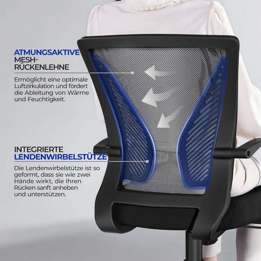 Yaheetech Bürostuhl Schreibtischstuhl ergonomischer Drehstuhl mit Netzbespannung Chefsessel bis 125