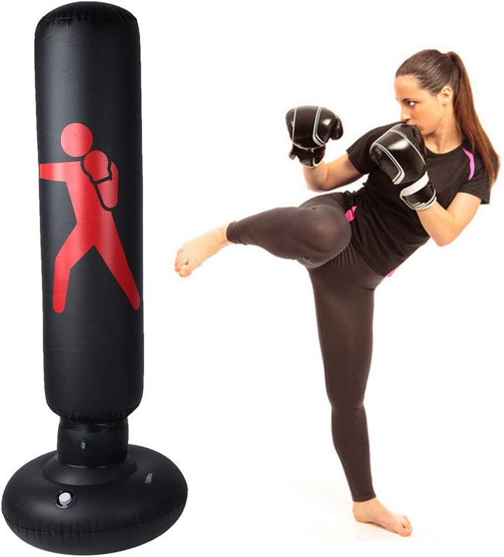 Boxsack Standing Boxsack Bxing Trainingsgeräte Aufblasbarer Boxsack für das MMA Kick Training Schwar