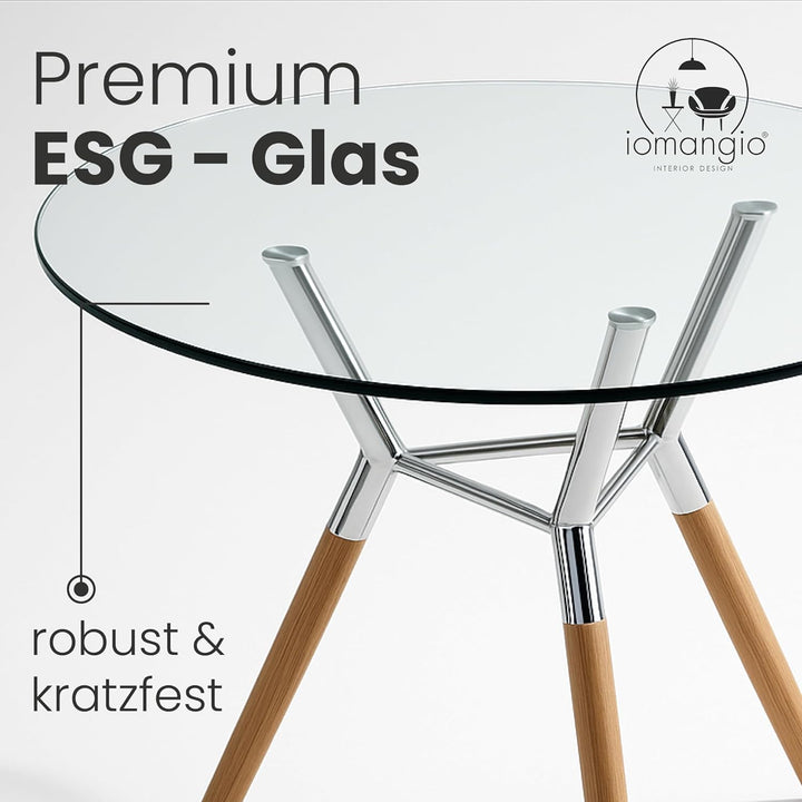 iomangio® Glasplatte Rund Ø 60cm Durchmesser Transparent - Glasscheibe aus gehärtetem ESG Glas 8mm D