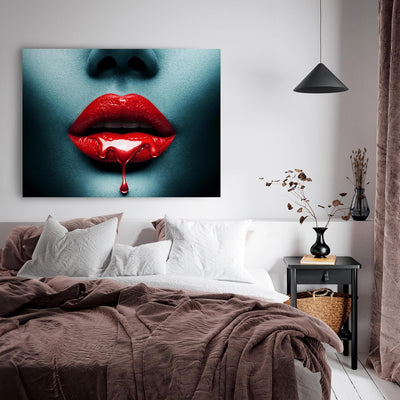 wandmotiv24 Leinwandbild 260 g/m² - Kunstdruck auf Leinwand - Wandkunst - Wandbild mit Frauen Lippen