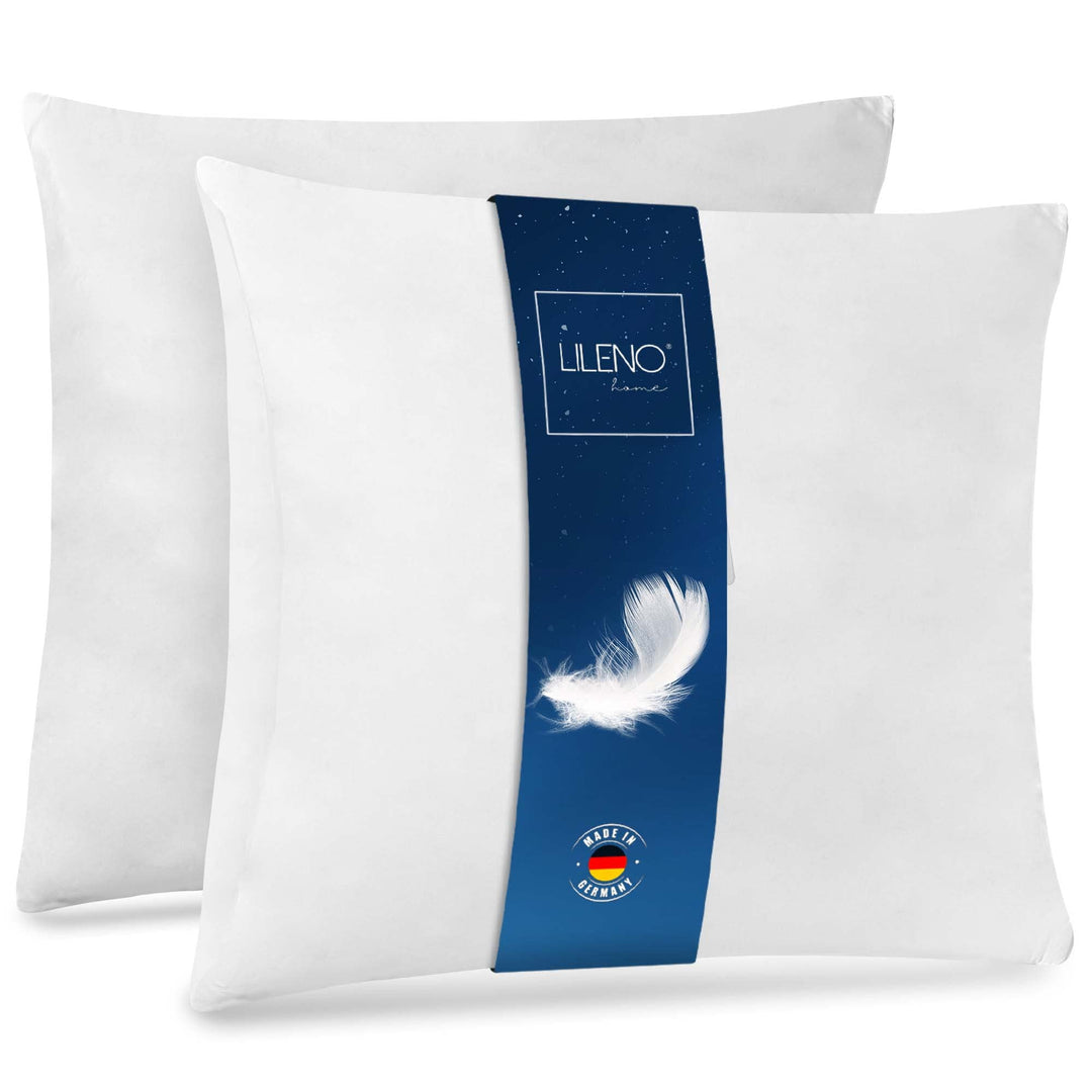 LILENO HOME Federkissen 80x80 cm [2er Set] - Kissen 80 x 80 cm aus Federn als Kopfkissen, Schlafkiss
