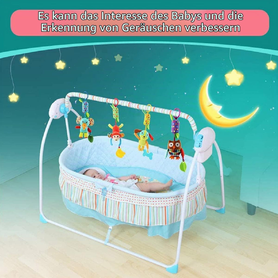 Evance Kinderwagen Spielzeug, 4Pcs Baby Hängespielzeug mit Rassel, Hängendes Rassel Spielzeug, Anhän