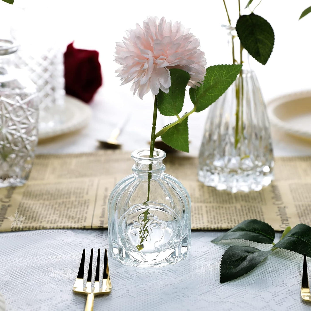 Kleine Glasvase Knospenvase Grosspackung Set mit 24 Mini-Vintage-Blumenflaschen Zarte Glasblumenvase