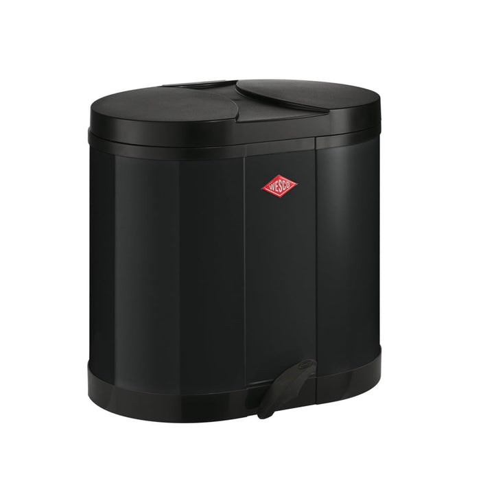 Wesco Ökosammler 170 in der Farbe schwarz, pulverbeschichtetes Stahlblech, zwei getrennte 15 Liter E