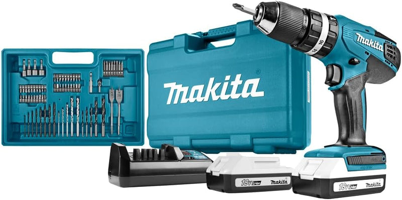 Makita HP457DWE10 Akku- Schlagbohrschrauber-Set inkl. 74tlg. Zubehör Basic, Basic