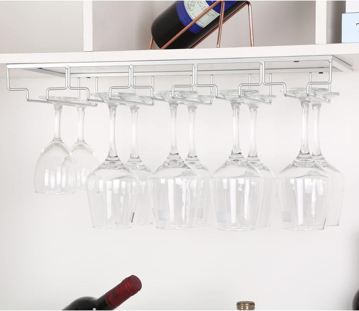 2 Stück 5 Reihige Weinglashalter Gläserhalter aus Metall Gläserschiene Halter Unter Schrank mit Schr