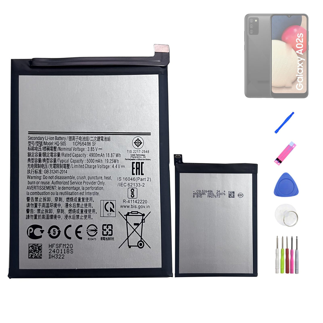 HIGHAKKU Ersatzakku HQ-50S kompatibel mit Samsung Galaxy A02S SM-A025 with Tools, A02S