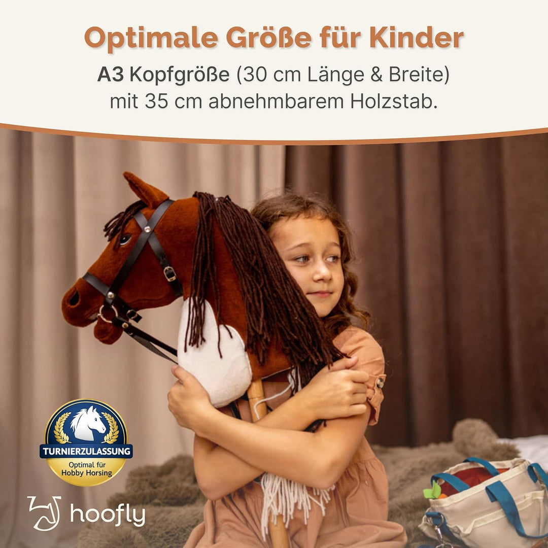 Hoofly® Hobby Horse Pferde – Grosses Steckenpferd für Kinder A3 mit Trense & 40 cm Schraubstab | Rea