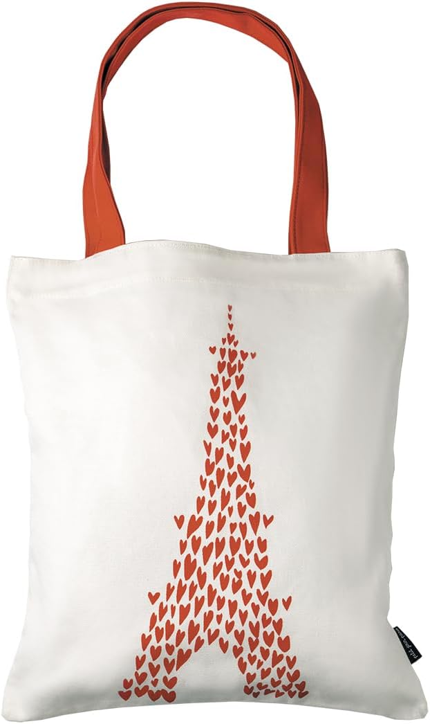 Soledad Tote Bag – Eiffelturm in Herz – Kleiner Tag Paris – 33 x 37 cm – Baumwolle, weiss, Minimal