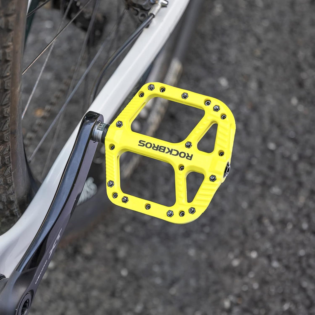 ROCKBROS Fahrradpedale Nylon Composite Flatpedale 9/16 MTB Pedale 3 Bearing rutschfest Wasserdicht A