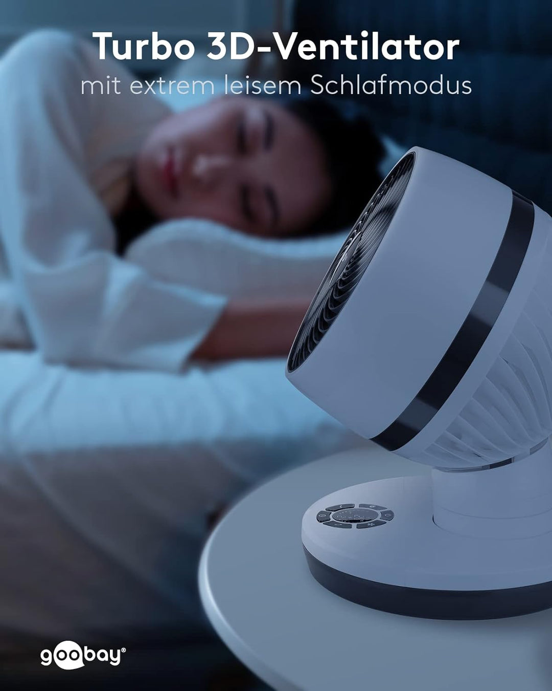 goobay 59515 Leistungsstarker Ventilator mit Fernbedienung Ø 23 cm (9 Zoll) / Multidirektionale Oszi