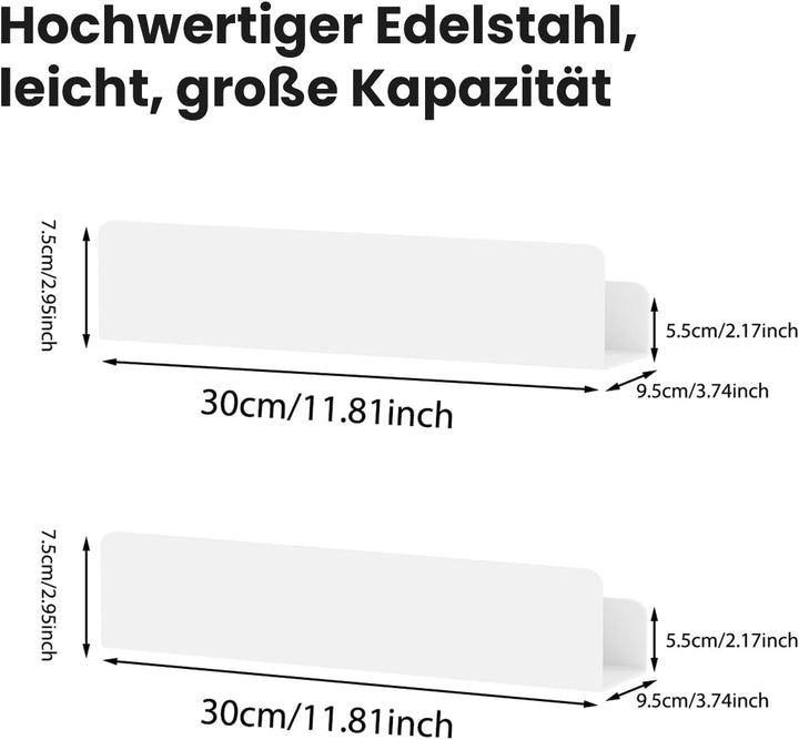 REKITA Duschablage ohne Bohren - 2 Stück, Badezimmer Organizer, Duschablage Edelstahl mit 4 Abnehmba