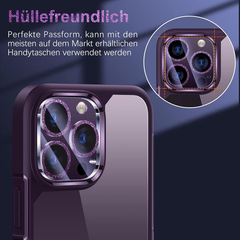 UniqueMe [3 Stück Kamera Schutz für iPhone 14 Pro/iPhone 14 Pro Max Kameraschutz [Kratzfest, Blasenf