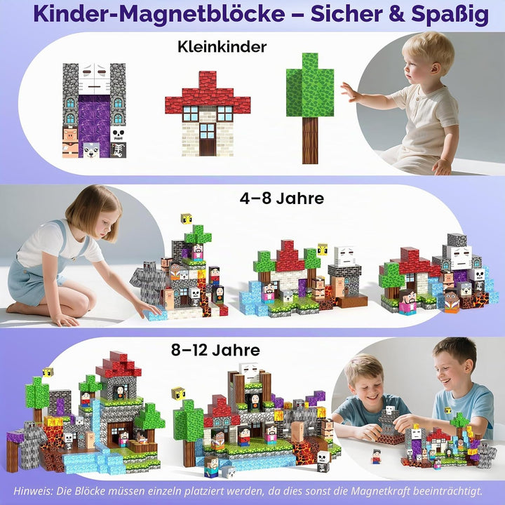 Magnetische Bausteine 150 PCS, Magnetbausteine für 3+ Jahre, Magnet Spielzeug Sets für Kinder Jungen