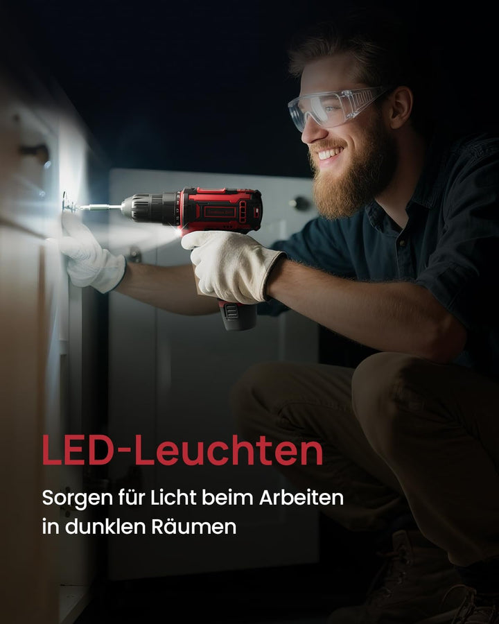 12V Akkuschrauber, 2000 mAh Akkuschrauber Klein, 98tlg Zubehör Akku Bohrschrauber, 25+1 Drehmomentei