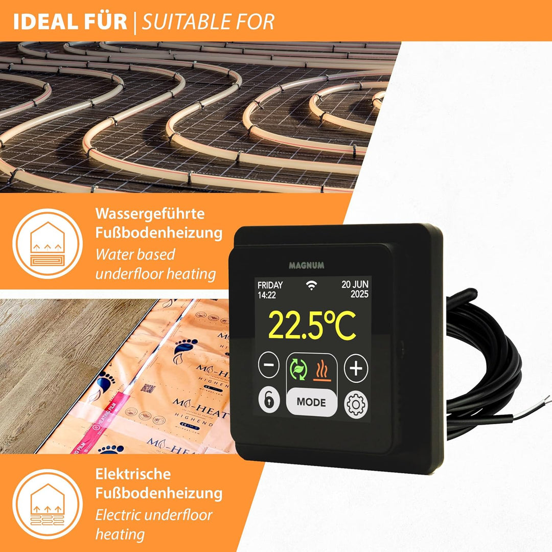 MRC WiFi Smart Thermostat/Raumregler mit Bodenfühler für Fussbodenheizung, Elektro-Heizung, Konvekto