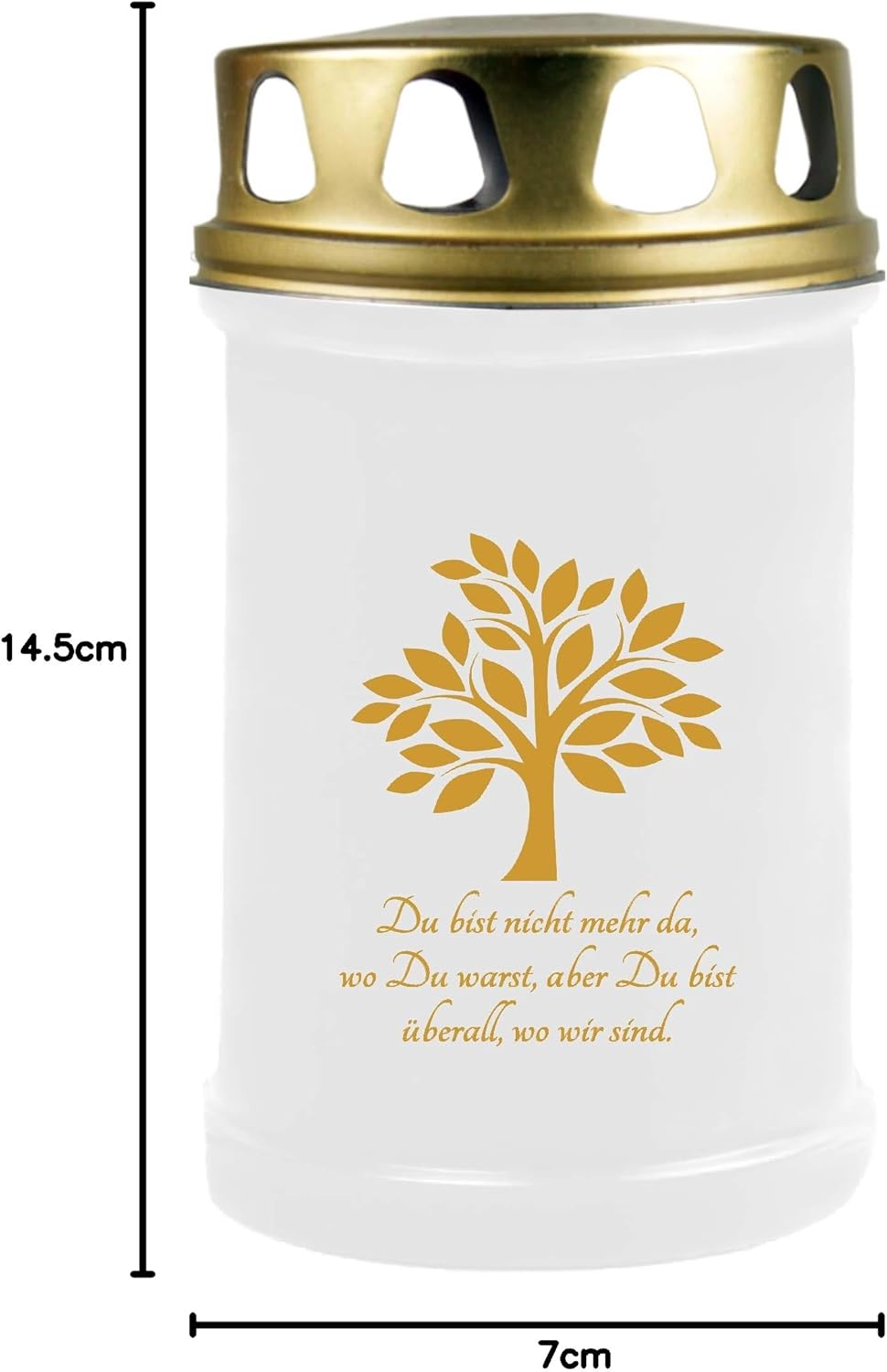 HS Candle 8er Pack Grabkerzen mit Motiv, Grablicht mit Brenndauer von ca. 2 Tage, Motiv: Baum Gold,