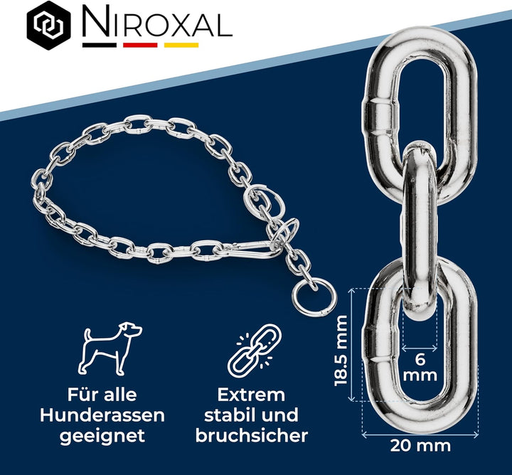 Kombikette für Hunde mit Halsumfang 36-41cm aus Edelstahl V4A Hundekette mit Zugstop Kettenhalsband