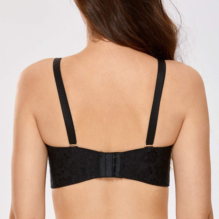 DELIMIRA Damen Jacquard Trägerloser BH mit Bügel | Grosse Grössen, Bandeau BHs, ohne Träger, ohne Po