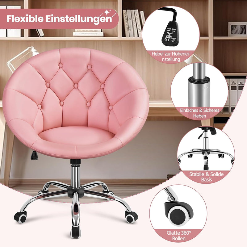 Yaheetech Schreibtischstuhl Ergonomischer Schminktisch Stuhl, Bürostuhl, höhenverstellbar Bürosessel