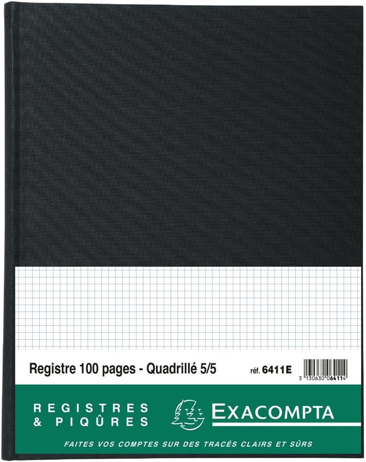 Exacompta 6411E Register 32 x 25 cm, 100 Seiten, kleine Karos, 110 g/m²