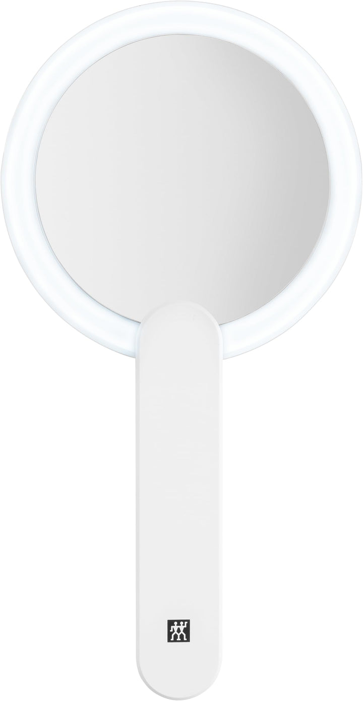 ZWILLING LED-Kosmetikspiegel 10x Vergrösserung, Wiederaufladbar, 360° drehbarer Griff, Weiss