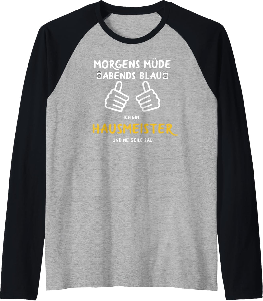 Herren Facility Manager Morgens Müde Abends Blau Hausmeister Raglan