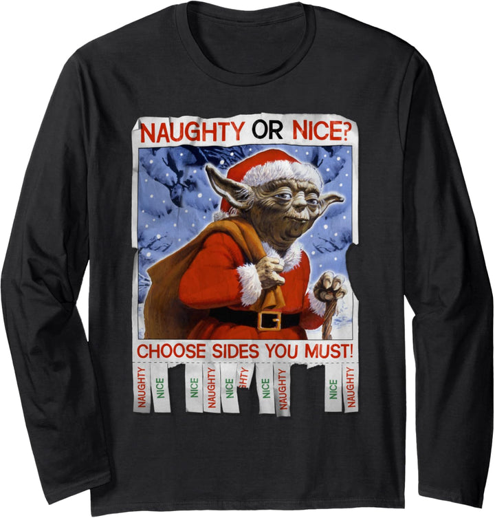 Star Wars Yoda Naughty Or Nice Flyer Weihnachten Langarmshirt