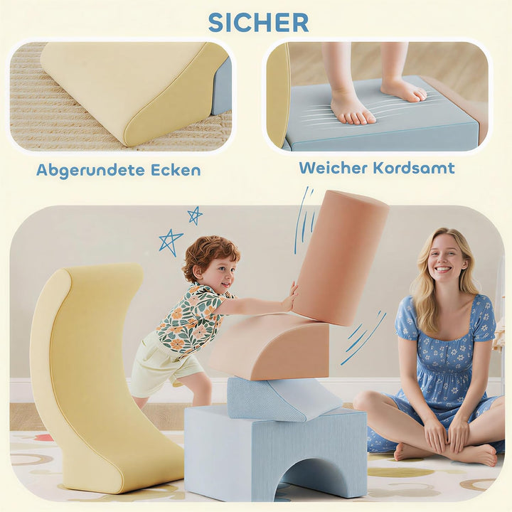 AIYAPLAY Schaumstoff Bausteine 5er-Set Softbausteine Grossbausteine Blau | Kinder, Klettern, Riesenb