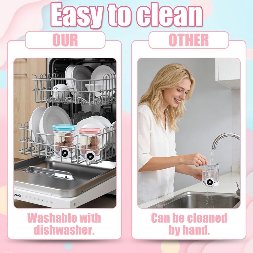 4 Stück Ninja Swirl Creami Behälter, 480 ml Eisbehälter für Ninja Creami NC701 & NC700 Serie Eismasc