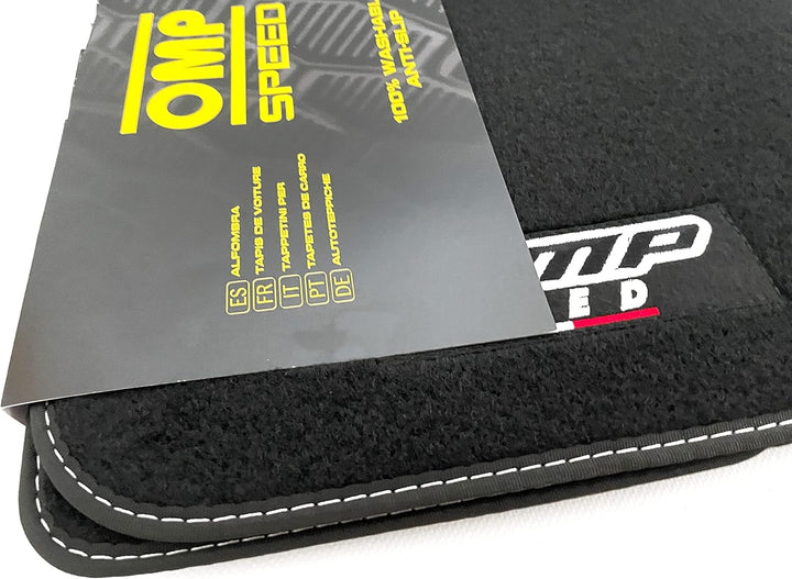 OMPLICENCI Omp Speed Black Car Matten Set 4 Teile -Carpet Universal Car Matten Nicht -Schlupf Mit