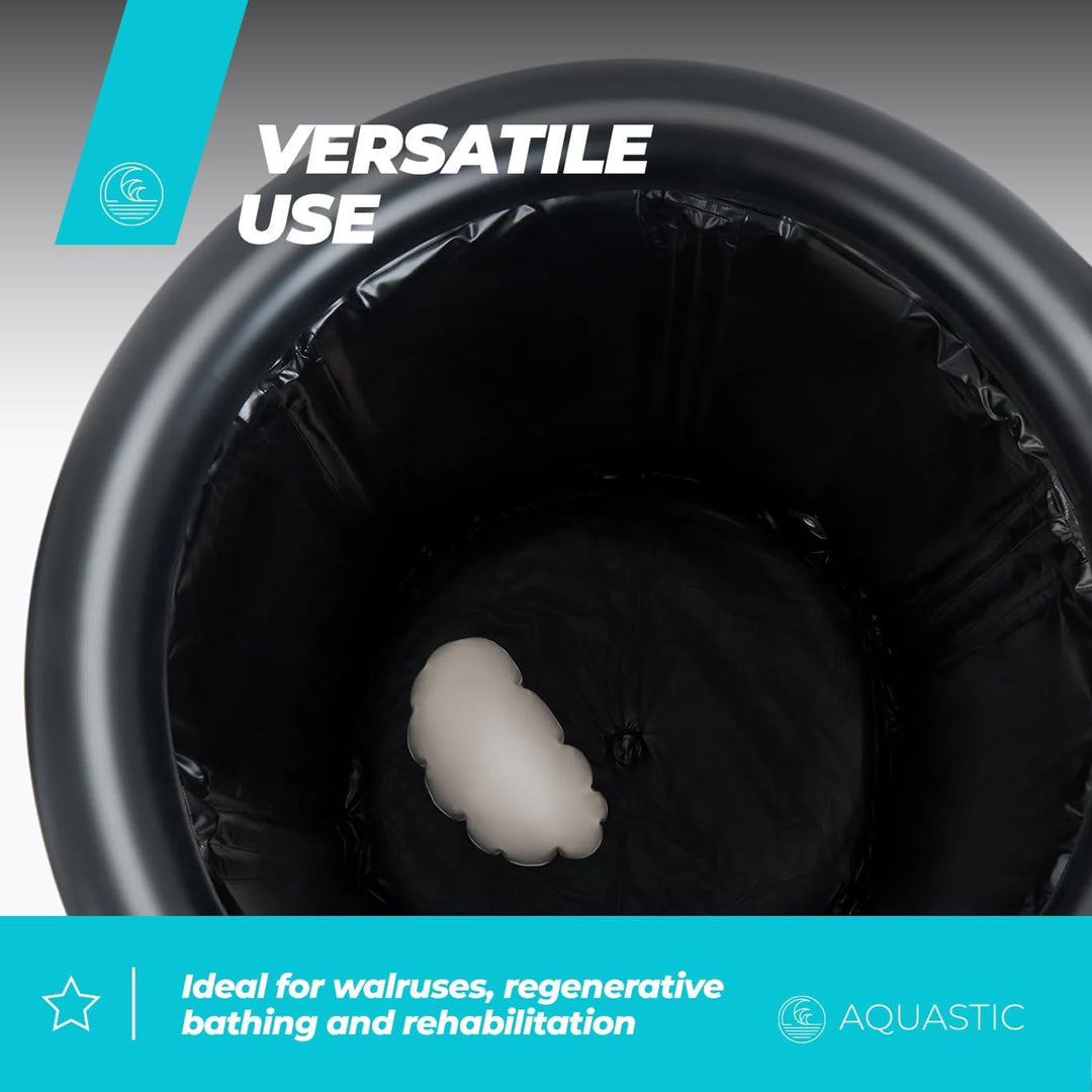 AQUASTIC Yeti Walrus Pool in Schwarz mit einem Durchmesser von 75 cm Mobiles Schwimmbecken Ideal für