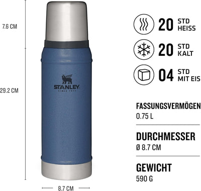 Stanley Classic Legendary Thermoskanne - Thermos Hält 15-48 Stunden Heiss oder Kalt - Edelstahl Ther