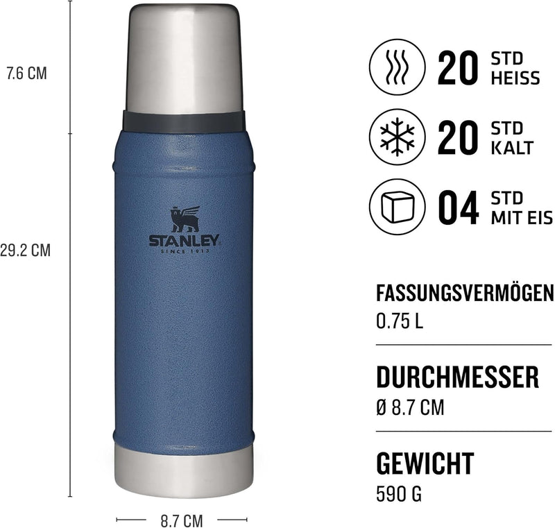 Stanley Classic Legendary Thermoskanne - Thermos Hält 15-48 Stunden Heiss oder Kalt - Edelstahl Ther