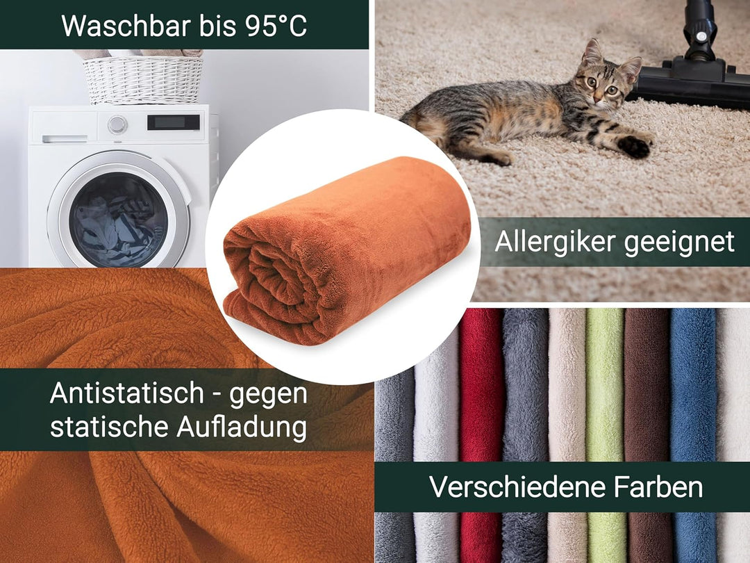 ZOLLNER Kuscheldecke 100% Polyester, 220x240 cm, Terracotta 220 x 240 cm Terracotta, 220 x 240 cm Te