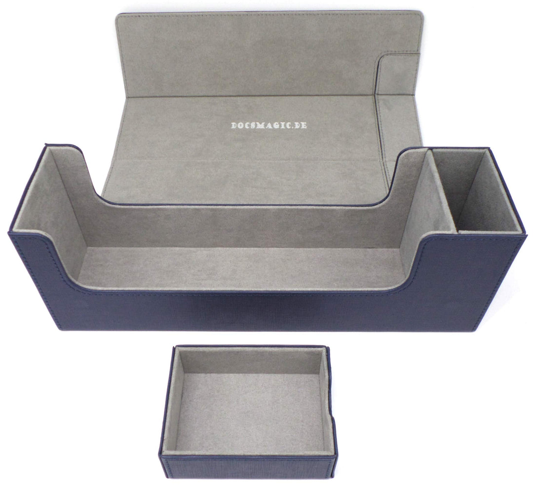 docsmagic.de Premium Magnetic Tray Long Box Dark Blue Medium - Card Deck Storage - Kartenbox Aufbewa
