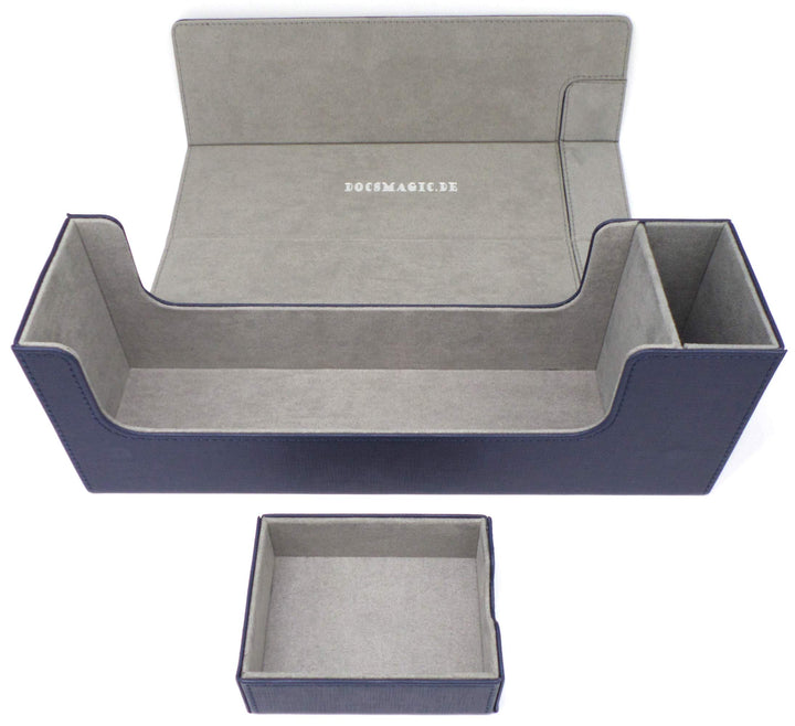 docsmagic.de Premium Magnetic Tray Long Box Dark Blue Medium - Card Deck Storage - Kartenbox Aufbewa